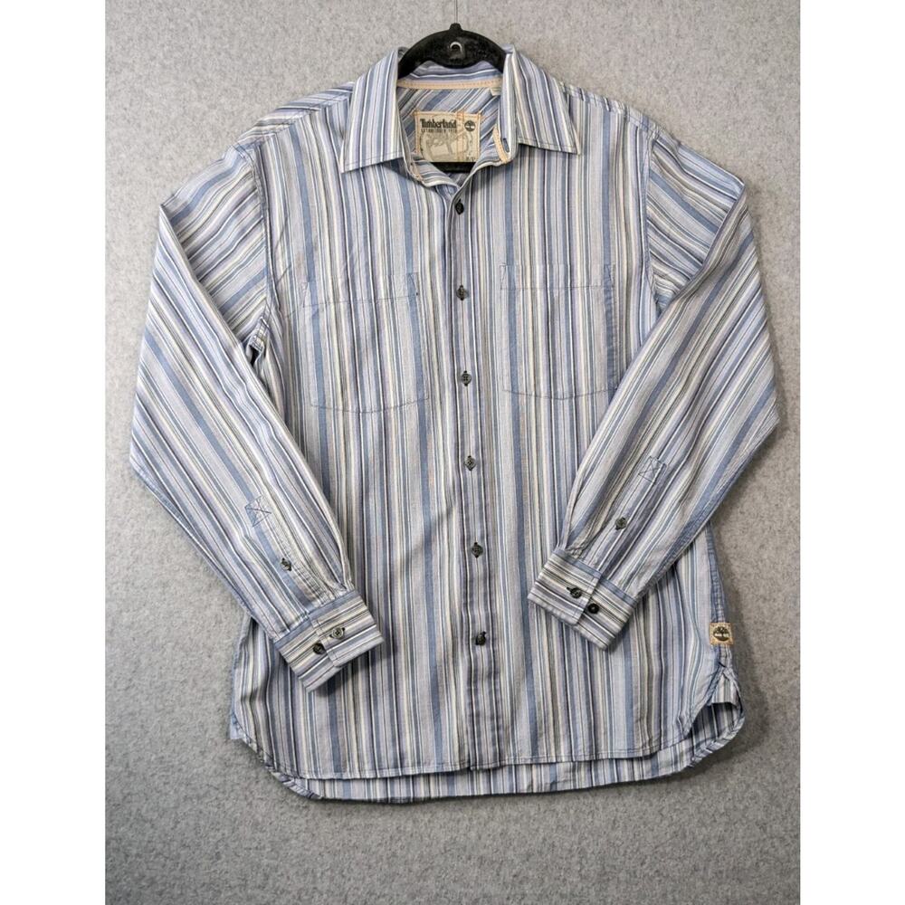 VTG Timberland Mens Shirt SM Multicolor Striped Long Sleeve Button Down Cotton